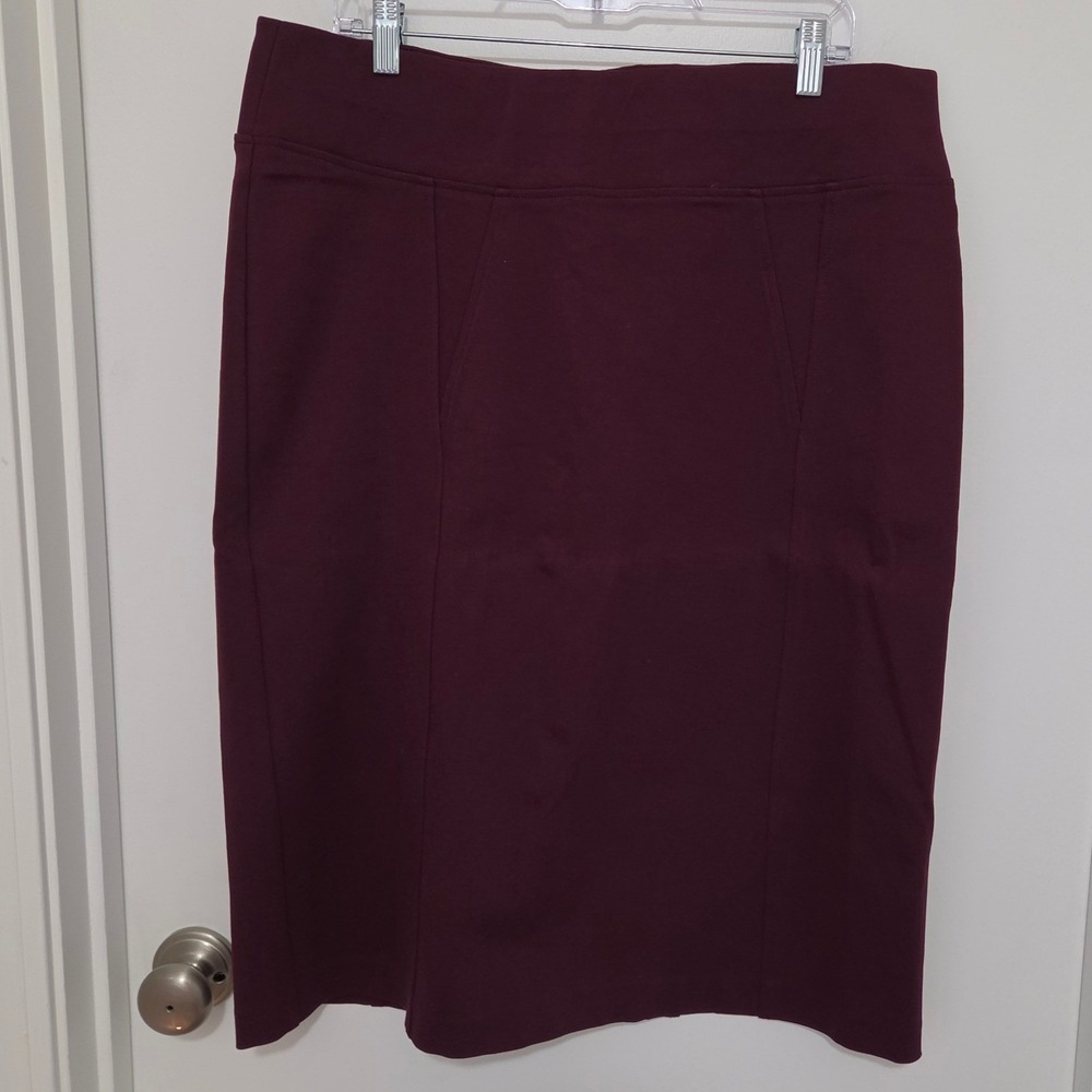 Prescott New York Burgundy Ponte Knit Pencil Skirt Plus Size 1X Dia & Co NWT